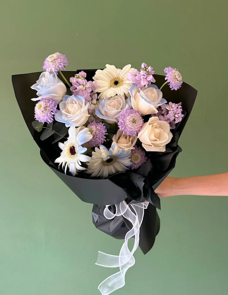 purple blue mixed bouquet