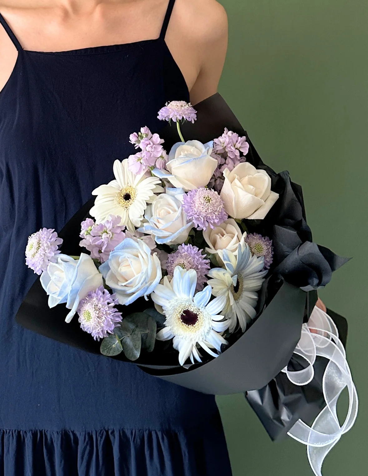 purple blue mixed bouquet